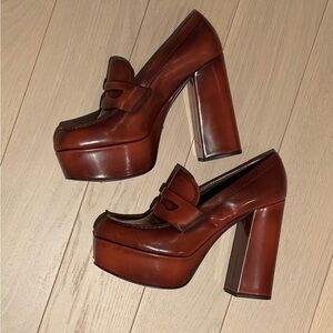 Prrada Leather Plateau Pumps In Scarlatto|rosso